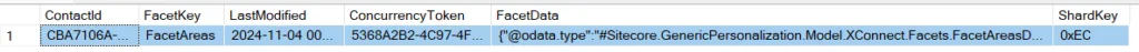 Exploring Sitecore XP Codeless Schema Extensions module - xdb_collection.ContactFacets row